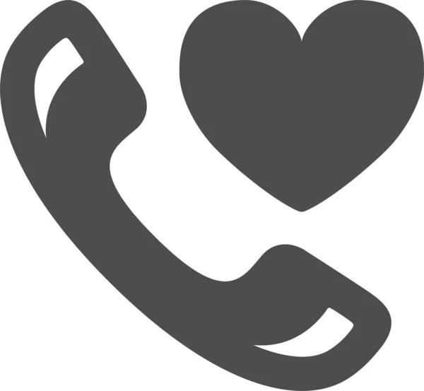 Heart Love Phone Icon Soliden Stil — Stockvektor