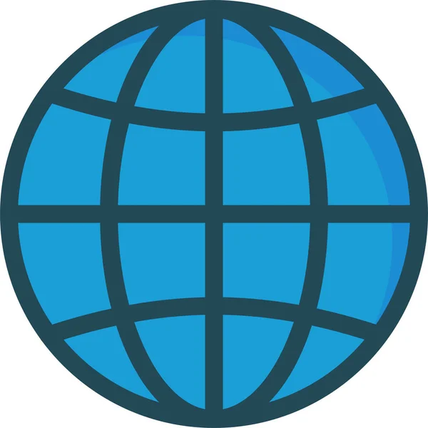 Παγκόσμιο Εικονίδιο Περιήγησης Στο Διαδίκτυο Στυλ Γεμάτο Περίγραμμα — Διανυσματικό Αρχείο