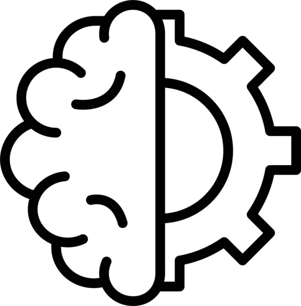 Ikona Procesu Sztucznej Inteligencji Zarysie — Wektor stockowy