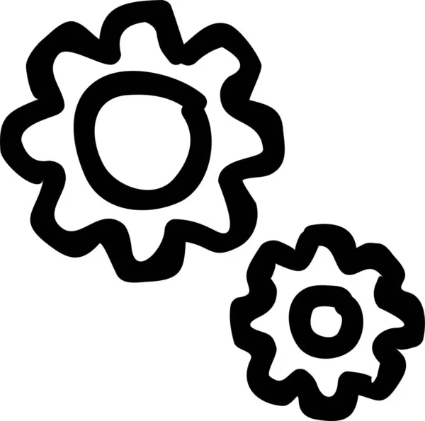 Cogwheel Config Gear Icon Handdrawn Style — Vettoriale Stock