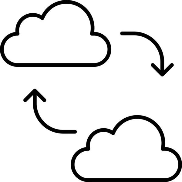 Icona Del File Server Cloud Stile Contorno — Vettoriale Stock