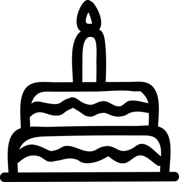 Birthday Cake Candle Icon Handdrawn Style — Stock Vector