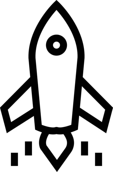 Lanzamiento Cohete Nave Espacial Icono Estilo Esquema — Vector de stock