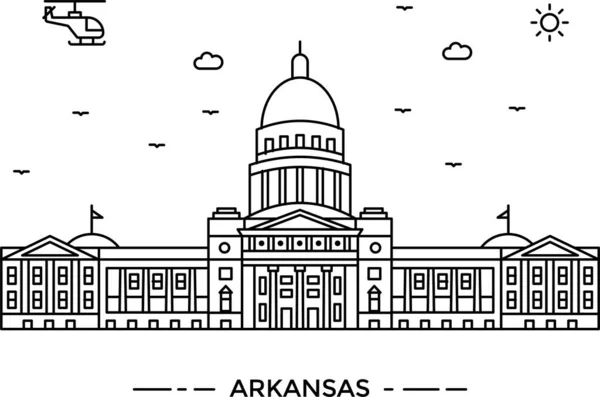 Arquitectura Arkansas Icono Del Edificio Estilo Esquema — Vector de stock