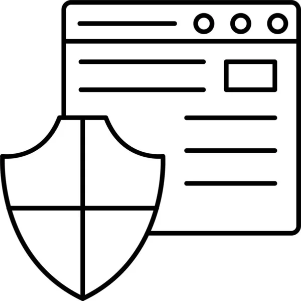 Icône Protection Navigateur Internetsecurity Dans Style Contour — Image vectorielle