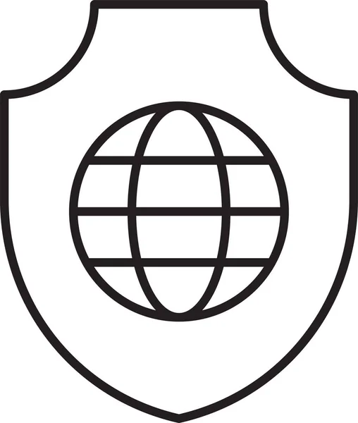 Global Globe Protection Icon Outline Style — Vettoriale Stock