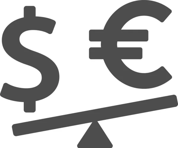 Moeda Dólar Ícone Euro Estilo Sólido —  Vetores de Stock