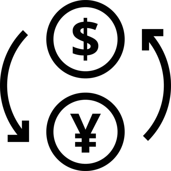 货币美元汇率图标的轮廓风格 — 图库矢量图片