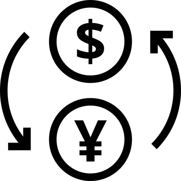 Icona Cambio Del Dollaro Stile Contorno — Vettoriale Stock