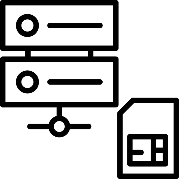 Tarjeta Chip Base Datos Icono Estilo Esquema — Vector de stock
