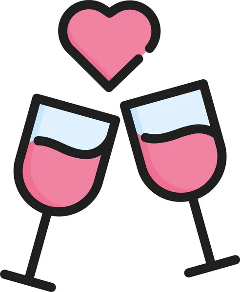 Celebration Dinner Drink Icon Love Romance Category — Stock Vector