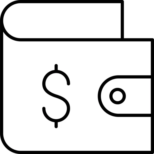 Dinero Efectivo Monedero Icono Estilo Esquema — Vector de stock