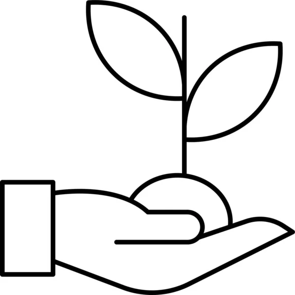 Care Growth Hand Icon Outline Style — стоковый вектор