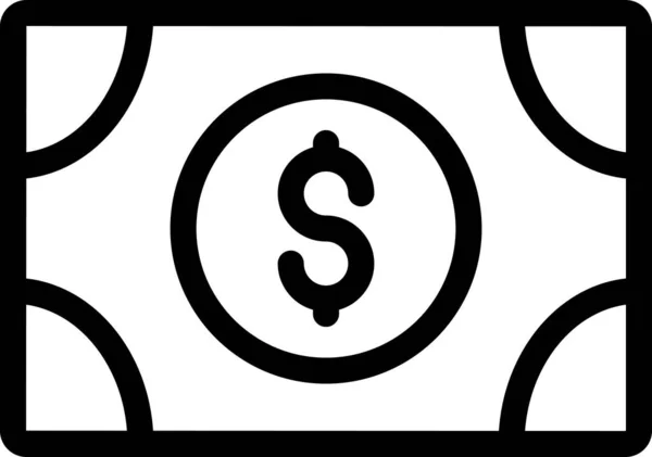 现金美元财务图标的轮廓风格 — 图库矢量图片