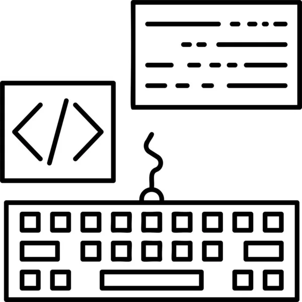 Coding Keyboard Keypad Icon Outline Style — Vettoriale Stock