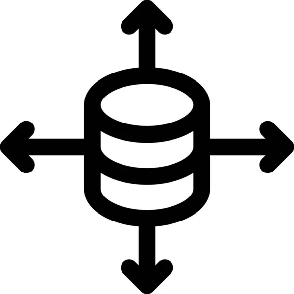 外形スタイルでの接続データベースサーバーアイコン — ストックベクタ