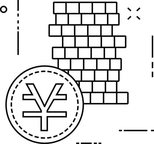 Muntgeld Verdienen Pictogram Omtrek Stijl — Stockvector