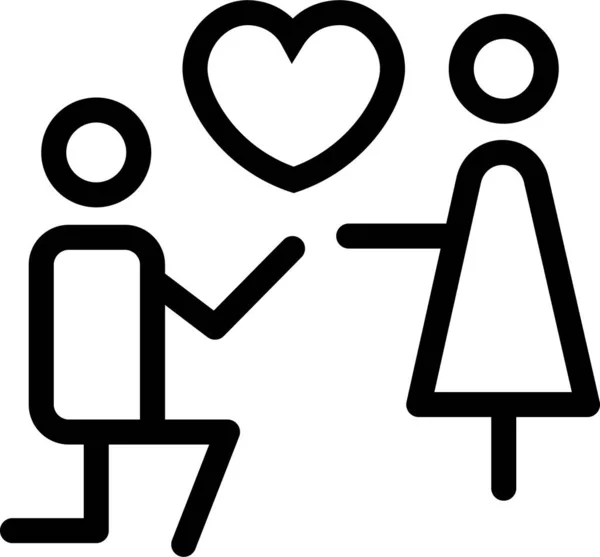 Couple Engagement Love Icon Outline Style — 图库矢量图片