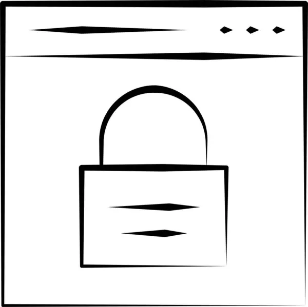 Bloqueo Página Icono Seguridad Estilo Dibujado Mano — Vector de stock