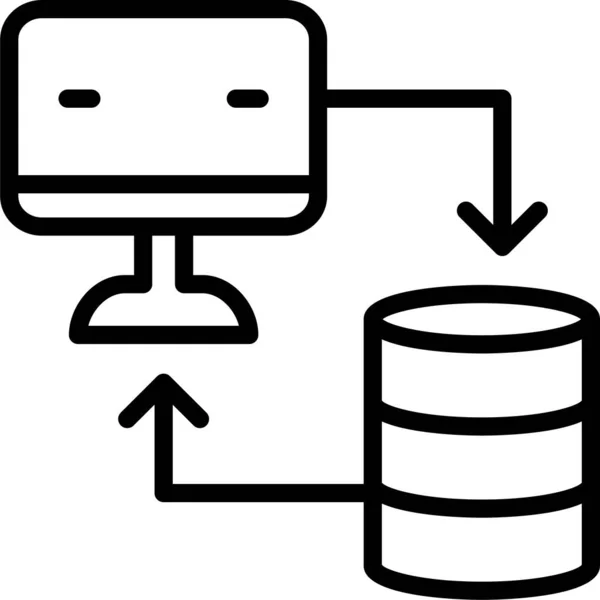 Computer Database Filesharing Icon Outline Style — Vetor de Stock
