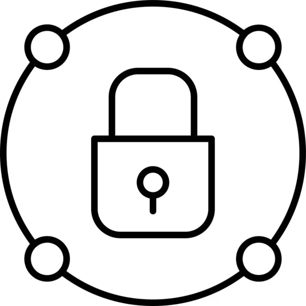 Μπλοκ Κλειδωμένο Εικονίδιο Lockedfolder Στυλ Περίγραμμα — Διανυσματικό Αρχείο