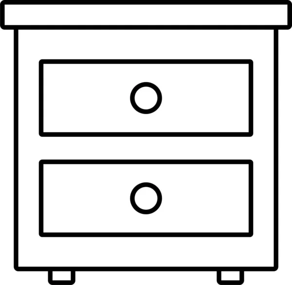 Ikon Interior Laci Kabinet Dalam Gaya Outline - Stok Vektor