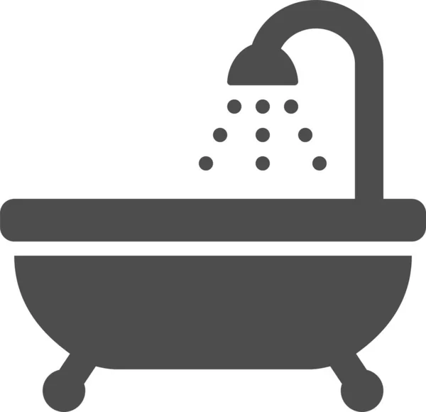 Bathroom Bathtub Drops Icon Solid Style — Vetor de Stock