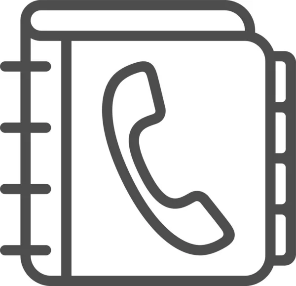 Lista Contatos Auscultador Telefone Livro Ícone Estilo Esboço — Vetor de Stock