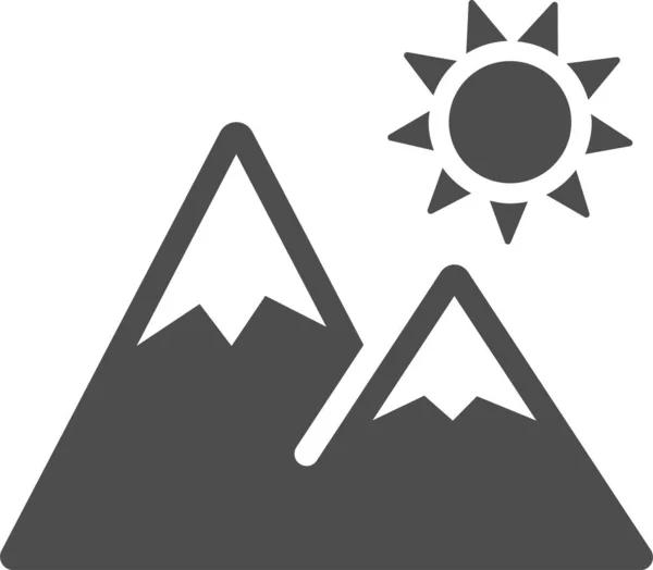 Mountains Icon Black Style Isolated White Background — Vector de stoc