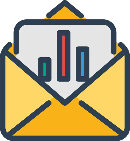 Icône Courriel Diagramme Analytique Dans Style Contour Rempli — Image vectorielle