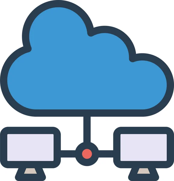 Ikona Sieci Połączeń Chmurze Stylu Wypełnionym — Wektor stockowy