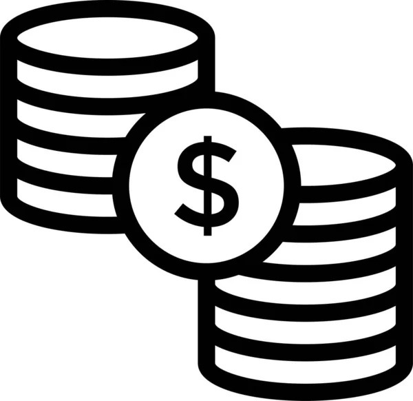 Ikona Finansowania Monet Gotówkowych Zarysie — Wektor stockowy
