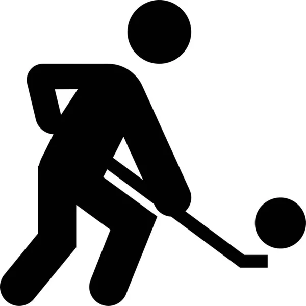 Hockey Sobre Césped Juego Icono Hockey Estilo Sólido — Archivo Imágenes Vectoriales