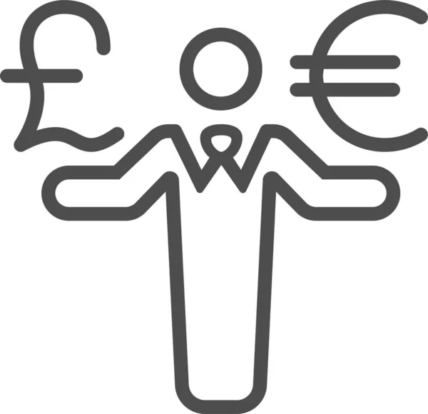 Businessman Currency Euro Icon Outline Style — Stockvektor