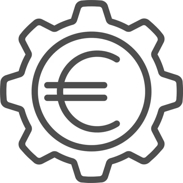 Engranaje Euro Engranaje Icono Estilo Del Esquema — Vector de stock
