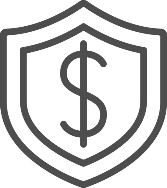 Іконка Страхування Бізнес Доларів Стилі Контур — стоковий вектор