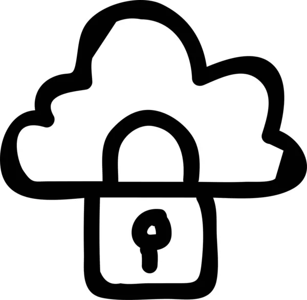 Ikona Ochrony Blokady Chmury Stylu Zarysu — Wektor stockowy