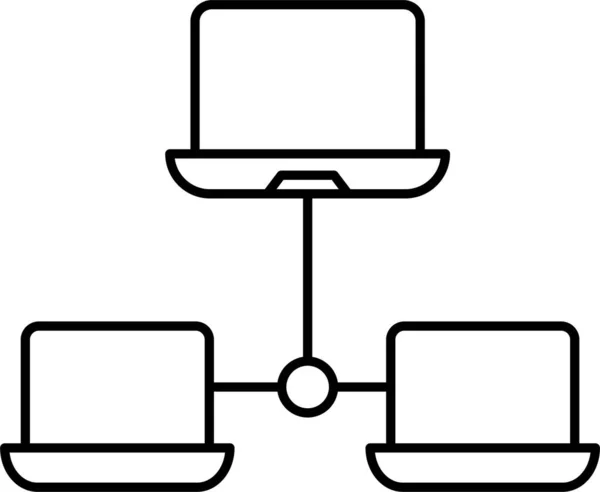 接続ネットワークノートパソコンのアイコン — ストックベクタ