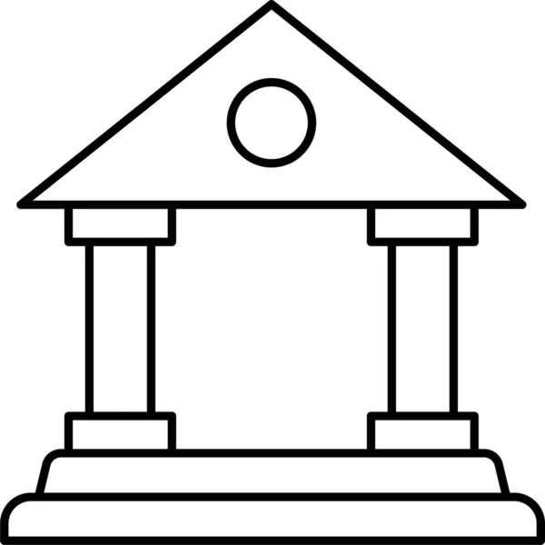 Bank Gebouw Besparing Pictogram Omtrek Stijl — Stockvector