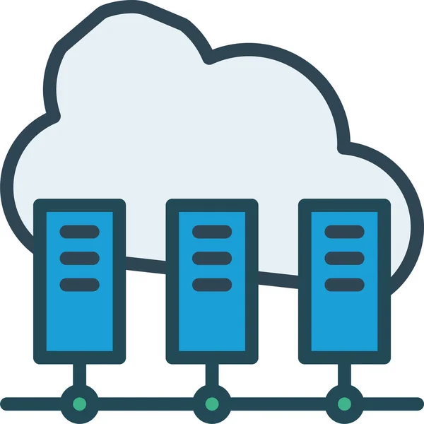 Icône Partage Base Données Cloud Dans Style Contour Rempli — Image vectorielle