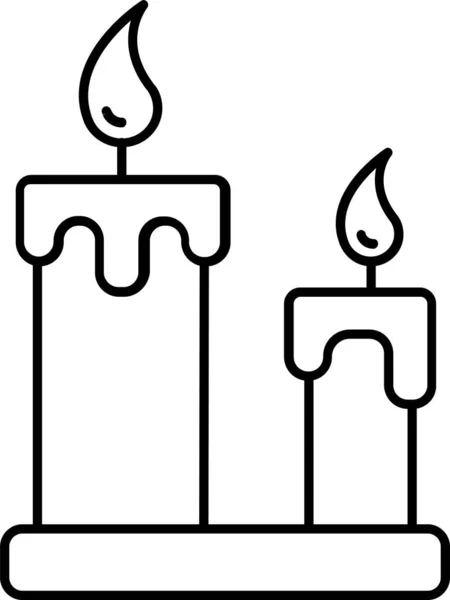 Kerzendekoration Diwali Symbol Umriss Stil — Stockvektor