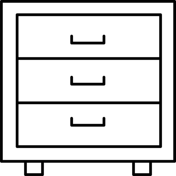 Cabinet Drawer Furniture Icon Outline Style — Stock Vector