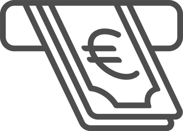 Ikona Banknotu Bankomatowego Obrysie — Wektor stockowy