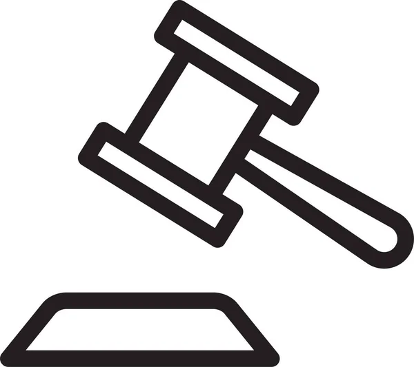 Δικαστήριο Σφυρί Εικονίδιο Της Δικαιοσύνης Στυλ Περίγραμμα — Διανυσματικό Αρχείο