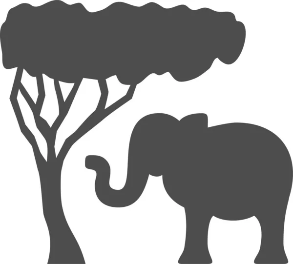 Animal Elephant Safari Icon Solid Style — Vetor de Stock