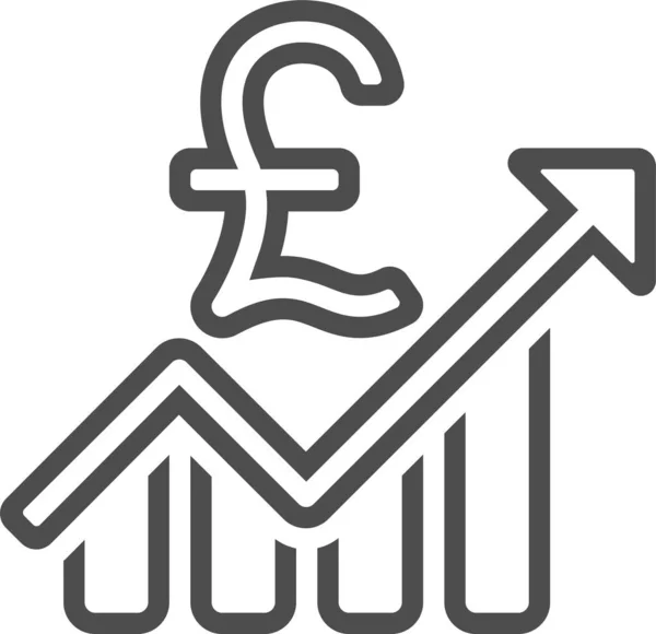 Icona Del Tasso Cambio Del Grafico Freccia Stile Contorno — Vettoriale Stock