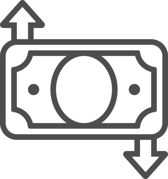 Ikona Banknotów Strzałek Zarysie — Wektor stockowy