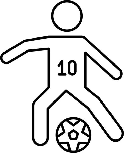 Voetbal Spel Speler Pictogram Omtrek Stijl — Stockvector