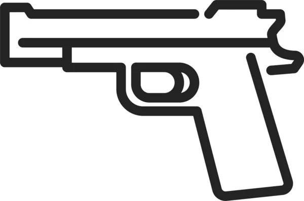Esercito Pericolo Pistola Icona Stile Contorno — Vettoriale Stock