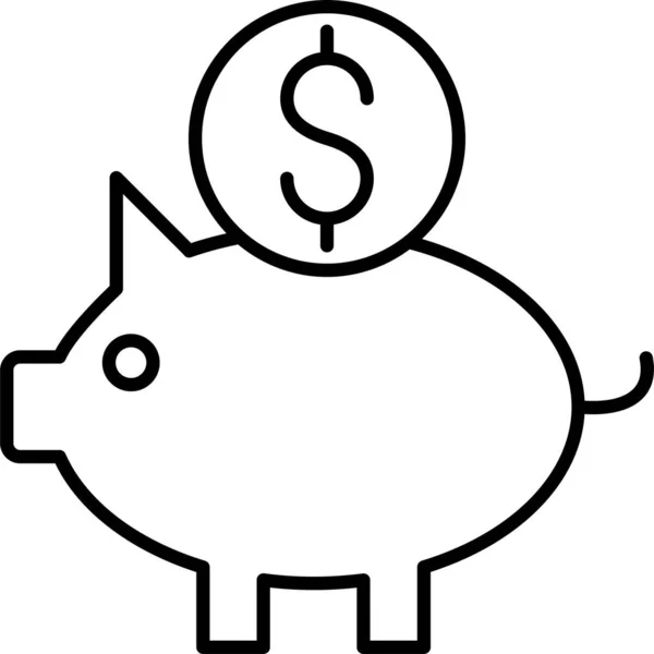 Bank Dollar Piggy Icon Outline Style — Stock Vector